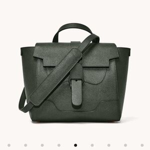 Senreve Midi Maestra bag. Pebbled leather. Forest green.